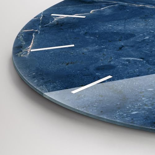 Horloge en Verre Wallfluent 30 cm sans tic-tac Style Marbre Bleu