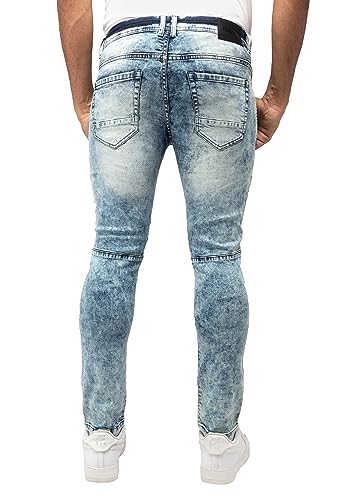 RAW X Mens Skinny Jeans, Washed Ripped Distressed Moto Stretch Denim Biker Pants for Men3
