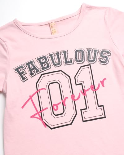 Image of Dreamstar Girls Pants Set - 4 Piece Fleece Pullover Hoodie Sweatshirt Short Sleeve Tee Shirt and Jogger Pants Activewear Set
