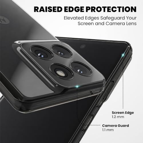 Image of VONZEE Compatible with Motorola Moto Edge 60 5G Back Cover Case Clear,[ Anti Yellow ][Military Grade Protection] Hard PC Back Cover Transparent-Black