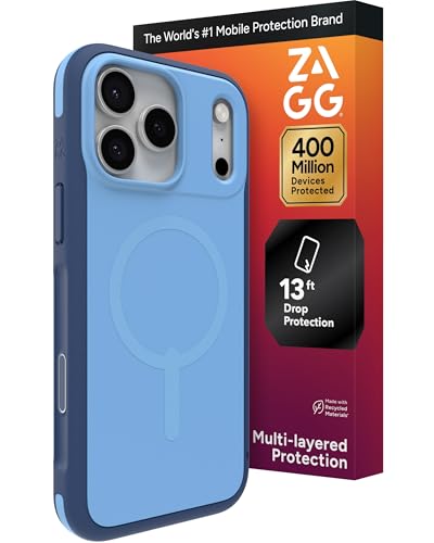 Image of ZAGG Sedona Snap Case for iPhone 17 Pro Max - Blue Royal Ember, Drop Protection (13ft /4m), Graphene-Reinforced Multi-Layer Protection, MagSafe Phone Case with Impact-Absorbing Bumpers, Slim