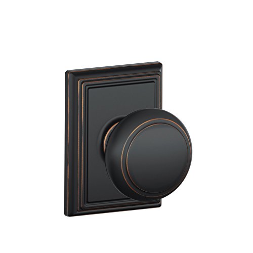 Schlage F10 AND 716 ADD Andover Door Knob with Addison Trim, Hall & Closet Passage Lock, Aged Bronze