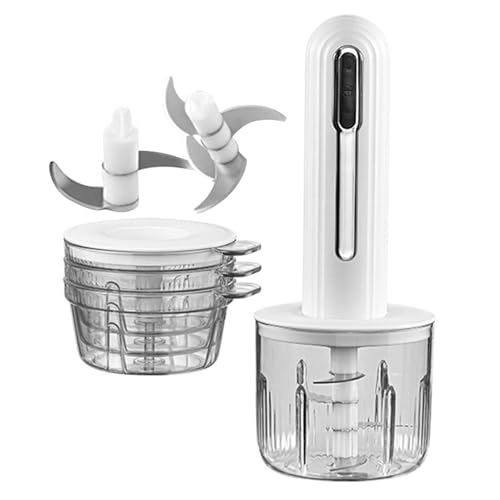 Robot de cocina y licuadora, picadora portátil con carga USB para verduras, frutas, carne, ajo, cebolla y con 3 cuchillas afiladas, gadget de cocina, preparación de ensaladas, comidas y frutas pe