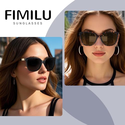 FIMILU Polarized Sunglasses for Women, Trendy Fashion Sun Glasses Square Retro Glasses UV Protection for Daily Outdoor 2pack2