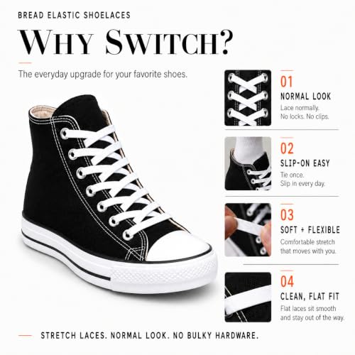 Image of Bread Elastic Shoelaces - Tie Once, Slip On Convenience - Premium Stretch Laces for Boots, Running Shoes, and Everyday Wear