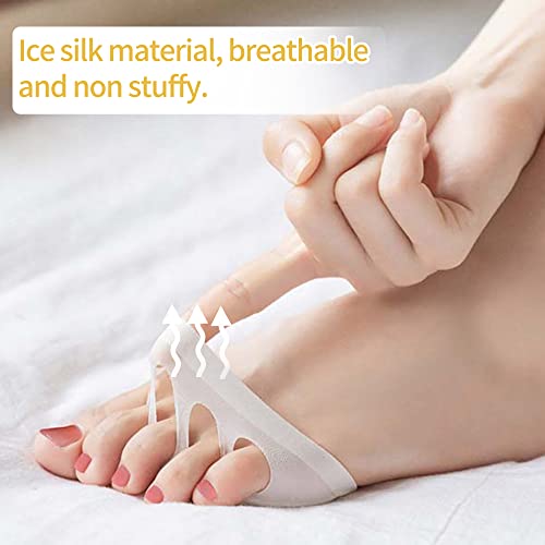 Image of SooGree Honeycomb Fabric Forefoot Pads, Invisible Metatarsal Socks Pads,Reusable Forefoot Pad Ball of Foot Cushions for Relieving Foot Fatigue (5 Pairs White)