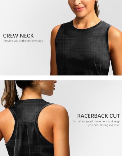 Image of Women's Workout Tops Racerback Athletic Tank Tops Sleeveless Loose Fit Yoga Running Gym Shirts for Women