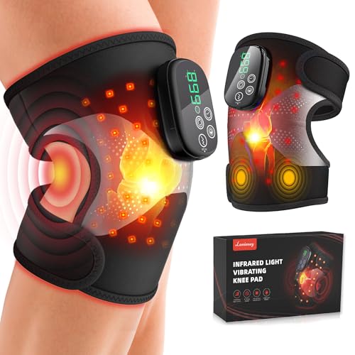Lanieney Red Light Therapy Knee Brace with Knee Massager Heated and Timing,660nm & 850nm Rechargeable Near Infrared Light Therapy Device for Knee/Elbow/Shoulder