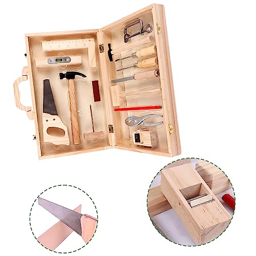 Kids Wooden Tool Set Toy Wooden Tool Box Tools Kit Role Play Montessori Mock Disassembly Construction Toys Realistic Garden Play Set including Box Case and Tools Accessories for Boys Girls - Image 4