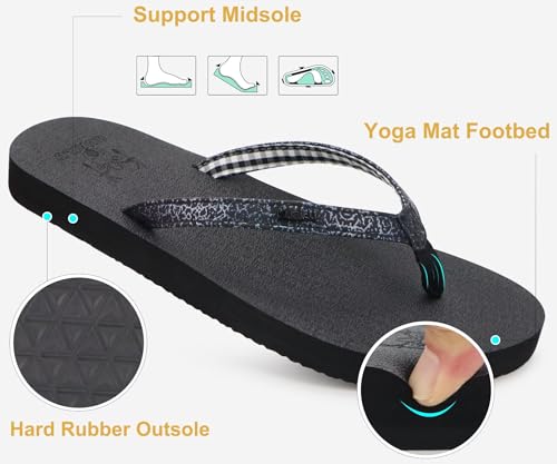 Image of KuaiLu Flip Flops for Women with Arch Support Summer Beach Thong Sandals