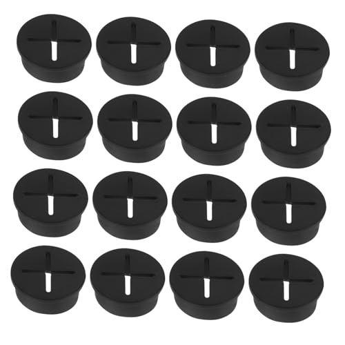 Mipcase Modern Black Cable Hole Plugs 20pcs Rubber Grommets for Desk Office Furniture Wire Management