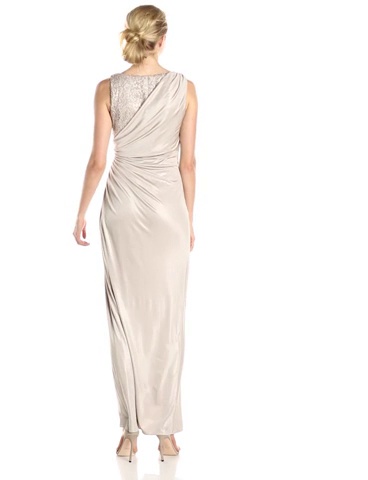 Watch Adrianna Papell Women's Draped Glazed Jersey Gown with Metallic Lace Bodice on Amazon Live