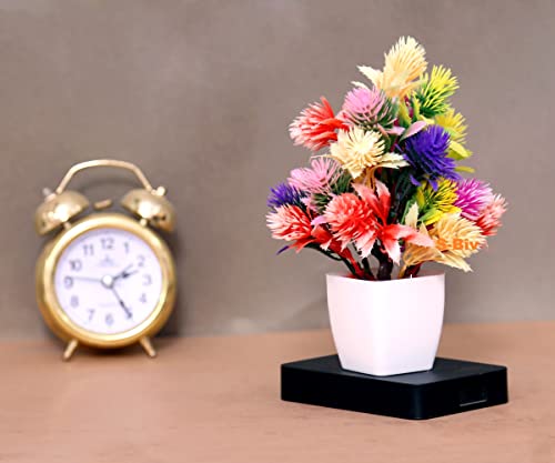 Image of Anuash Artificial Flower with Pot for Home Decor - 16 cm (Set of 4) | Faux Flower Plant, Table Top Decorative Potted Plant | Ideal for Living Room, Bedroom, Office Desk & Festive Decoration