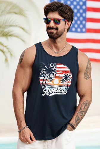 Image of VOGSTART Mens Hawaiian Beach Tank Tops Summer Vacation Muscle Top Graphic Sleeveless Shirts (S-3XL)