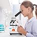 Dicfeos Microscope for Kids and Student, 40X-100X-250X-400X-1000X Magnification, Optics Glass Lens, Dual-Light Illumination, Extra 25X Ocular Lens and Microscope Accessories