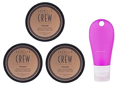 Crew - Pomade - Pomade With Medium Hold And High Shine - 3 Ounce - Includes Travel Bottle (Pack Of 3)