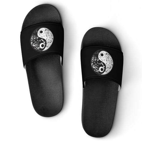Yin And Yang Taoism Symbo Unisex Shower Shoes House Slippers Non-Slip Indoor Bathroom Shoes for Pool Beach 44 (270mm)