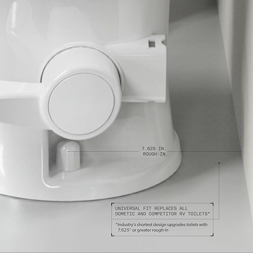 Image of Dometic Model 420 Platinum RV Toilet - Elongated Porcelain Bowl, Universal Fit & 2-Bolt Mount, 18 inch Chair Height Residential-Style, Gravity Flush Toilet with Soft-Close Seat, White (9610008281)