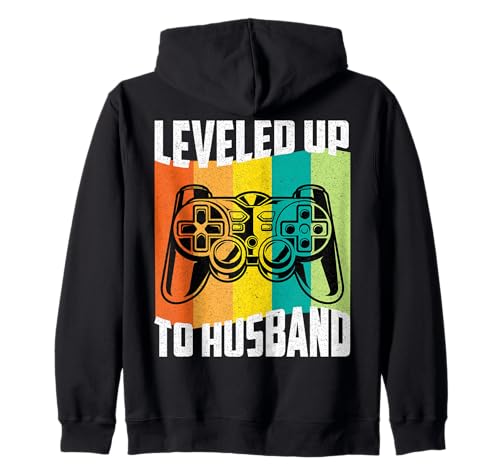 Newly Married Vintage Gamer Leveled Up To Husband Felpa con Cappuccio