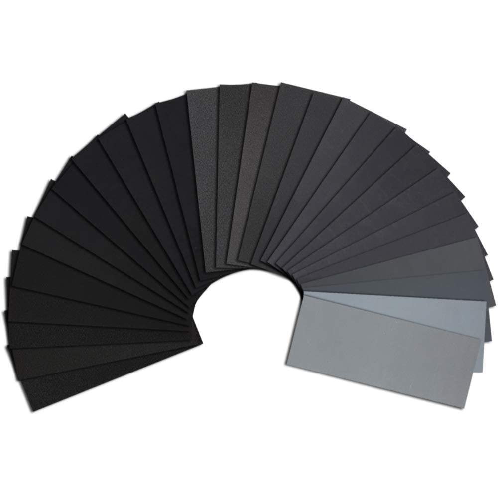 45PCS 9x3.6 Pollici Carta Vetrata Wet Dry Impermeabile Carta Vetrata 120-5000 Carta Abrasiva Grana per Mobili in Legno Finitura Metallo Levigatura,Grigio