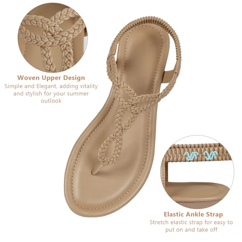 Image of zeetoo Women's Flat Sandals Summer T-StrapThong Bohemian Casual Comfortable Dressy Sandals for Women