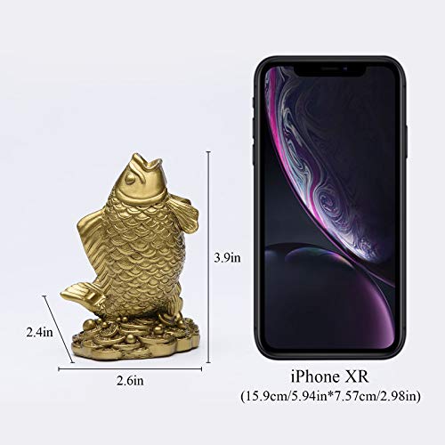 Estatua de pez Feng Shui de resina decorativa dorada miniatura 2