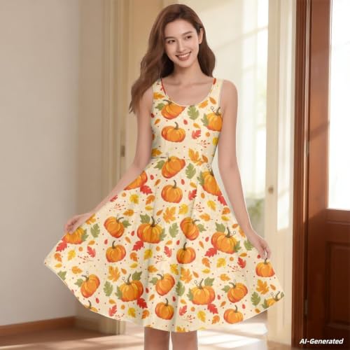 Image of Renewold Women's Sleeveless Tank Dress with Pockets, Casual Scoop Neck A-Line Sundress for Summer, Travel and Vacation