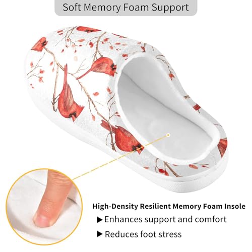 Womens Men's Christmas Cardinals Slippers,Memory Foam Slippers for Home,Bedroom Slippers Fluffy Fuzzy Slippers House Shoes for Women Men 213449183