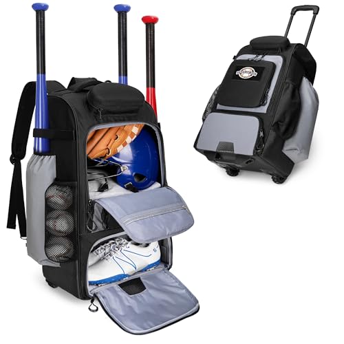 GOBUROS Rolling Baseball Backpack with Wheels