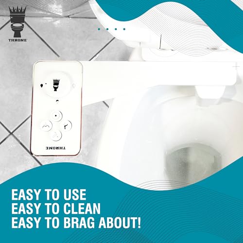 Throne Bidet Attachment for Toilet – USA Patented - Non-Electric Self Cleaning Cold Water Sprayer Double Nozzle (Frontal & Rear Wash) Bidet Toilet Seat Attachment, Easy Install (White)