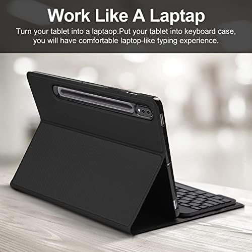IVEOPPE Tablet Keyboard Case for Samsung Galaxy Tab S7 FE/S7 Plus/S7+/S8 Plus 12.4'', Bluetooth Backlit Removable Keyboard with Smart PU Cover & S Pen Holder, Black