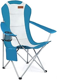 RISEPRO Oversized Camping Folding Chair Heavy Duty Support 120KG/ 265 LBS Heavy Duty Steel Frame Arm Chair with Cup Holder Fully Padded Back Chair Portable for Outdoor DC