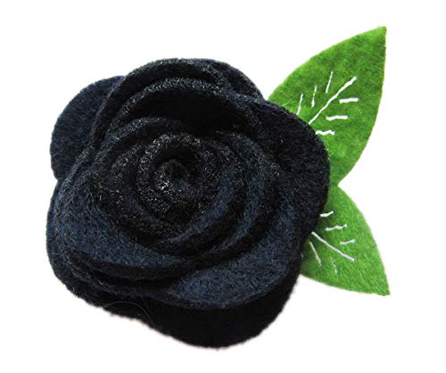 Image of YYCRAFT 20 Pcs 2 inch Felt Rosette with Leaf,Felt Rose Flowers Applique for DIY Headband Hair Accessory Craft(Navy)