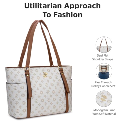 Image of Lavie Signature Women's Harisburg Monogram Tote Laptop Bag | Tote Laptop Bag for Work | Ladies Purse | Stylish Shoulder Bag | Gift for Women