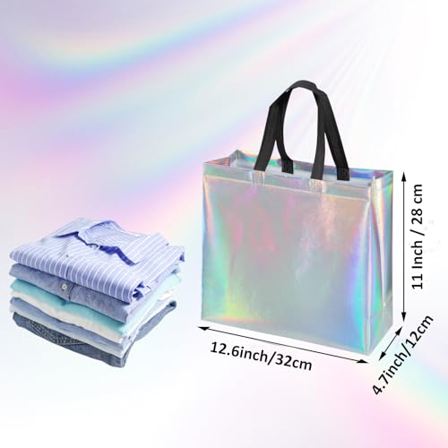 Ronvir 30 Pcs Iridescent Gift Bags with Handles & Sturdy Base,12.6 x 4.7 x 11 inch Non Woven Holographic Reusable Party Favors Bags for Halloween,Birthday, Christmas, Goodie,Wedding, Holiday, Shopping, Boutique - Large Ronvir 30 Pcs Iridescent Gift Bags with Handles & Sturdy Base,12.6 x 4.7 x 11 inch Non Woven Holographic Reusable Party Favors Bags for Halloween,Birthday, Christmas, Goodie,Wedding, Holiday, Shopping, Boutique - Large - Image 2