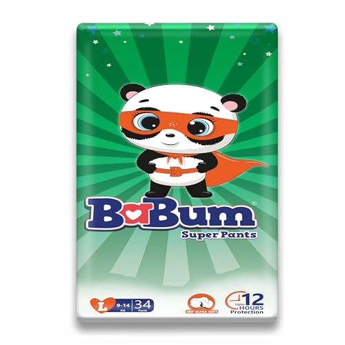 Image of Babum Baby Premium Diapers | Large-34 counts | Wetness Indicator | Anti Rash | up to 12 hrs Absorption | 9-14 Kg | Soft & Comfortable