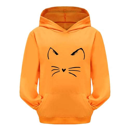 Sweat à capuche confortable pour fillette orange à manches longues