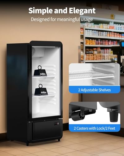Image of Commercial Glass Door Display Refrigerator, 6.85 Cu. Ft Beverage Cooler with 2 Adjustable Shelves, ETL DOE NSF Certified Upright Merchandiser Drink Fridge for Shop Store Restaurant Bar Office Home Use