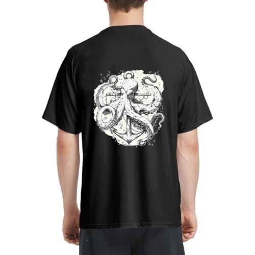 Riverruns メンズ フィッシングシャツ 半袖 UPF 50+ UV 日焼け防止 Tシャツ ラッシュガード スイムシャツ #1024, ブラック/タコ, 3X-Largeの商品画像（Amazon）