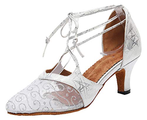 Chaussures de danse latine argentées avec semelle souple en taille 33.5