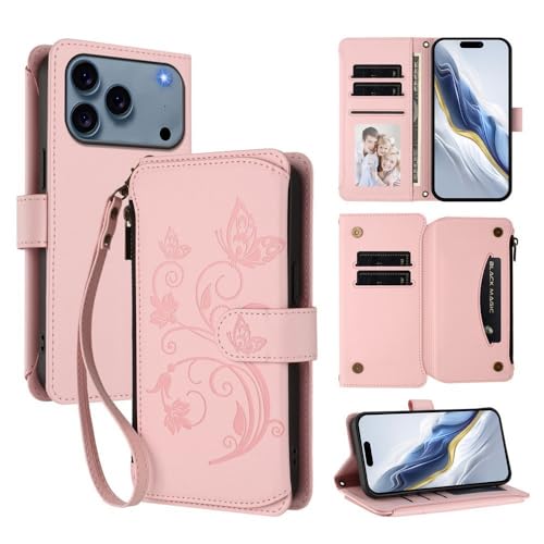 Housse rose iPhone 14 Pro Max style papillon idéale pour libérer vos mains en déplacement