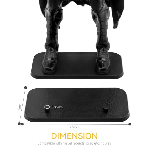 Image of 28PCS Action Figure Stand 6 Inch Display Bases with Peg Holder Accessories Compatible with Mavel Legends Series /GiJeo Classified Series /D C /Mo tu Models 1 /12 Figures, Black Square