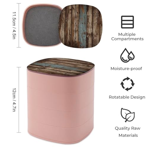Boîte à bijoux pour coiffeuse : rangement rotatif en bois rustique - 3