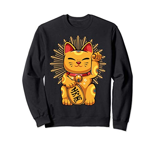 Maneki Neko Chat chanceux japonais Kawaii Koban Feng Shui Sweatshirt