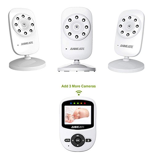 ANMEATE Monitor de vídeo para bebê com câmera digital, monitor de vídeo digital sem fio de 2,4 GHz c