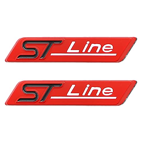 Emblema ST 3D de metal cromado y rojo, insignia de alta calidad para maletero Ford 2
