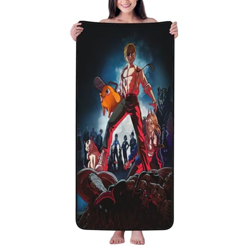 チェンソーマン バスタオル 吸水力 速乾 軽量 ふわふわ 柔らかい 大判 バス スポーツ ジム プレゼント ギフト おしゃれ 無地 洗える 繰り返し使用可能 3色セットBlack