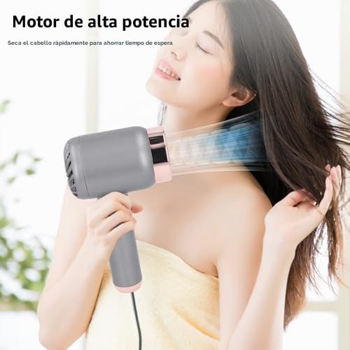 CHICIRIS Secador de Pelo Iónico, Secador Inalámbrico con Tecnología Iónica Avanzada con Batería de 1500 MAh y Motor de Alta Potencia, para un Secado Rápido en el Salón de Viaje en Casa (gris oscuro)