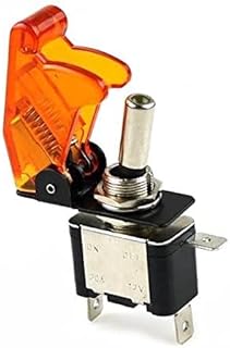 Interruptor de palanca LED for iluminación de coche, barco, camión, con cubierta protectora abatible for aviones de seguridad, color amarillo, 12V20A