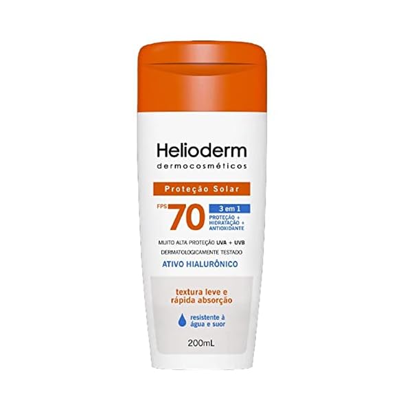 Protetor Solar Helioderm FPS 70 Ativo HialurÃ´nico 200mL